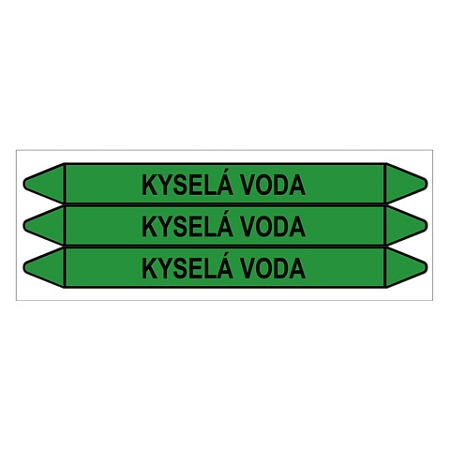Značení potrubí, kyselá voda,3 ks, 355 × 37 mm